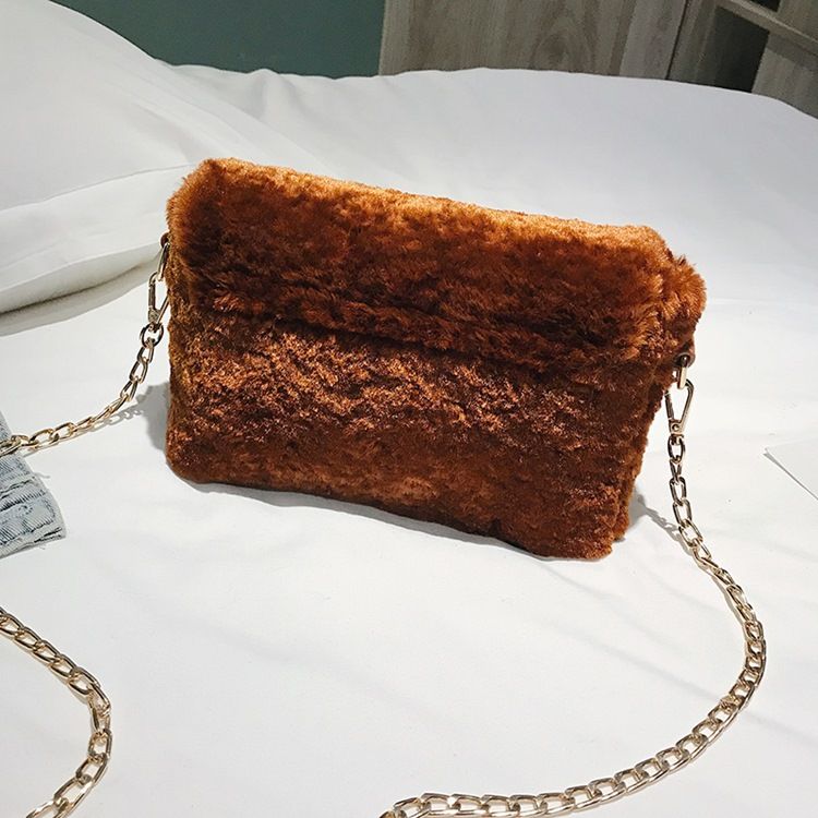 Lås Vanliga Velour Rektangulära Crossbody-Väskor