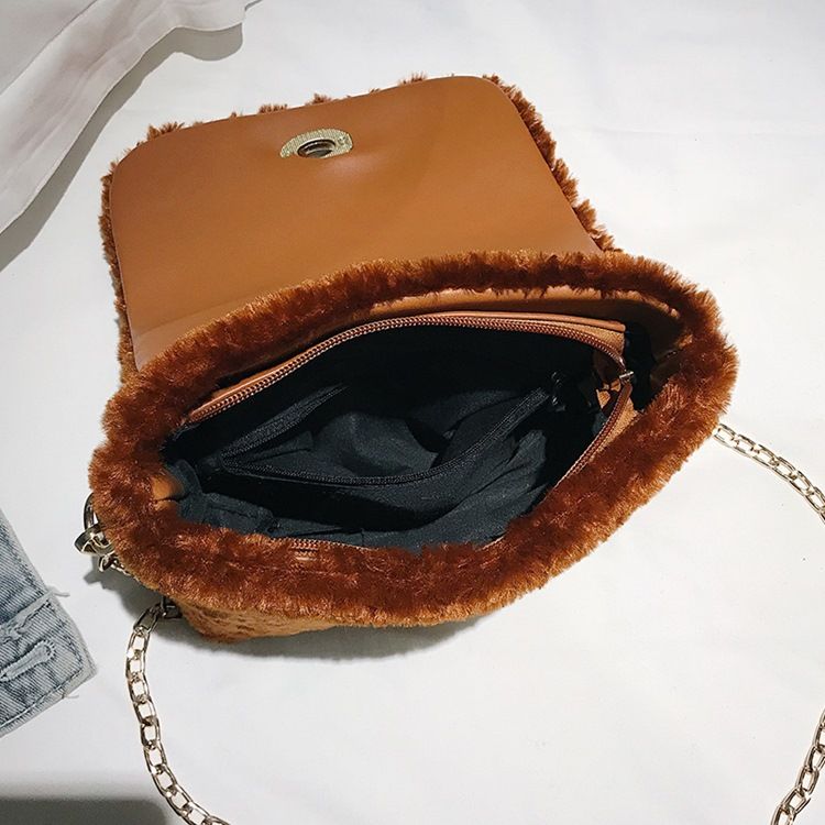 Lås Vanliga Velour Rektangulära Crossbody-Väskor