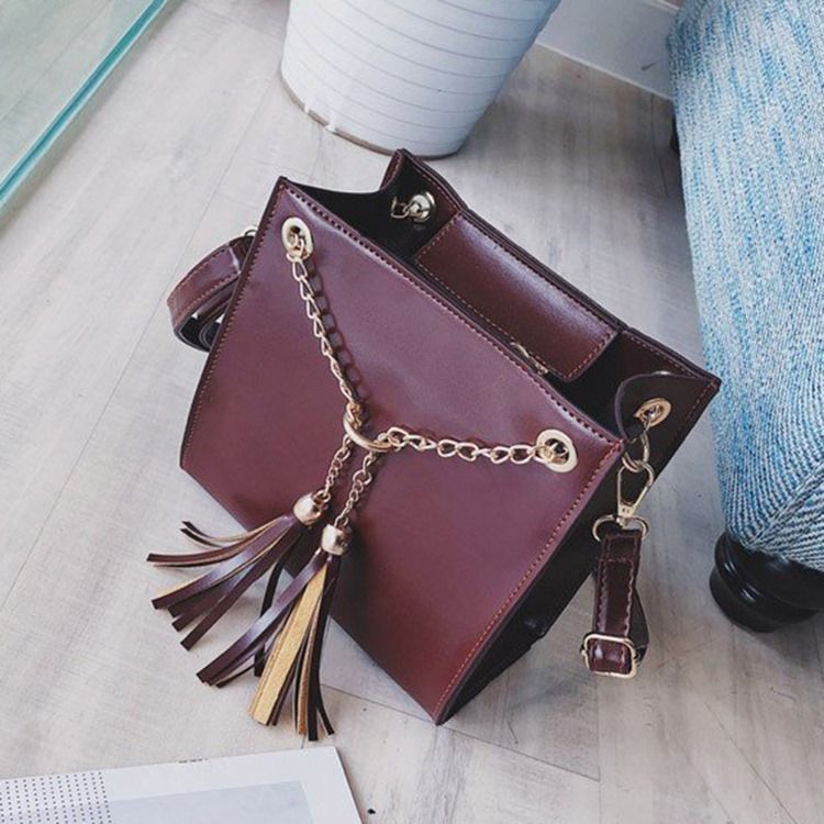 Pu Tofs Plain Square Crossbody Bag