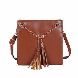 Pu Tofs Plain Square Crossbody Bag