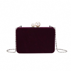 Vanlig Velour Chain Flap Crossbody-Väska