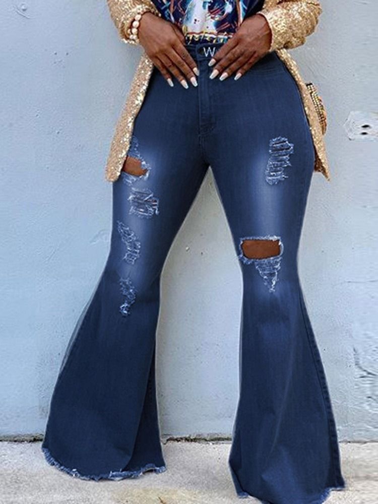 Bellbottoms Hål Gradient Zipper Slim Jeans