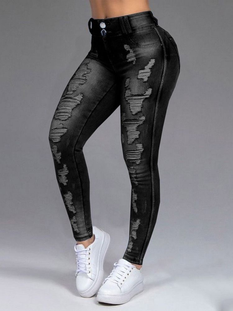 Black Hole Pencil Pants Dragkedja Skinny Jeans