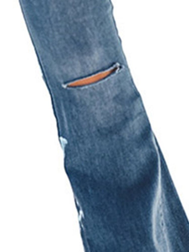 Hål Smal Bellbottoms Slim Jeans