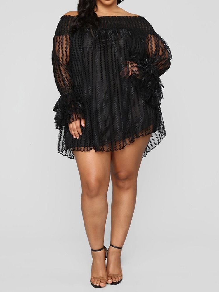 Falbala Long Sleeve Off Shoulder Date Night Going Out Cold Shoulder Klänning