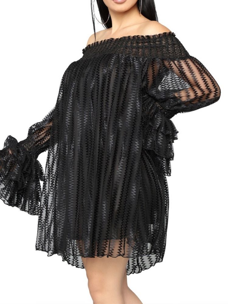 Falbala Long Sleeve Off Shoulder Date Night Going Out Cold Shoulder Klänning