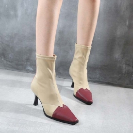 Baksida Zip Stiletto Heel Square Toe Dragkedja Stövlar Boots