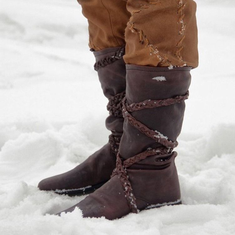 Enkla Slip-On Round Toe Western Snö stövlar