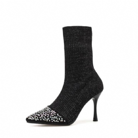 Rhinestone Slip-On Stilettklack Dam AnkelStövlar Boots