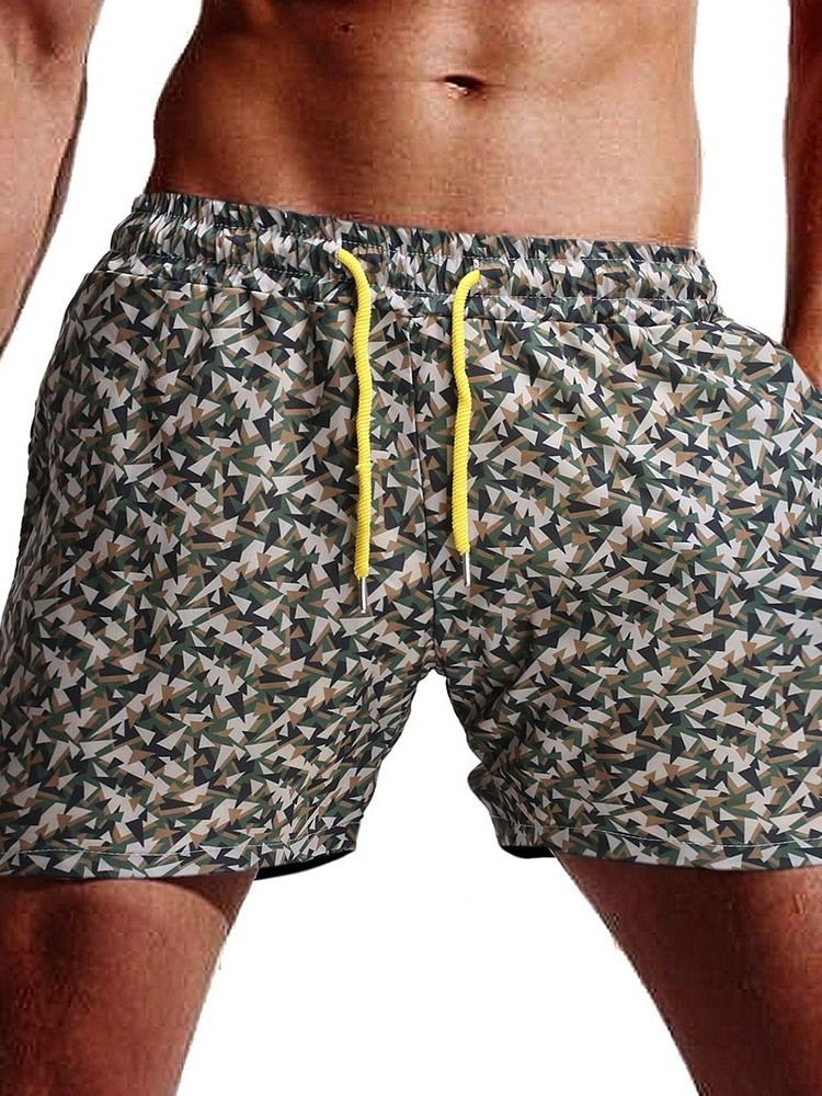 Camouflage Straight Shoe-Up Beach Shorts För Män