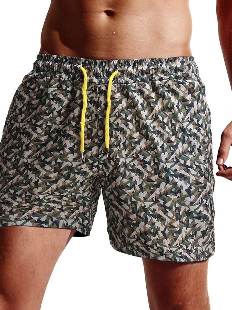 Camouflage Straight Shoe-Up Beach Shorts För Män