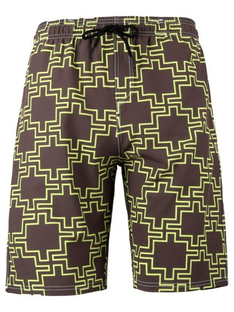 Straight Print Mid Waist Strandshorts För Män