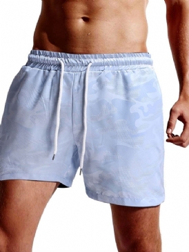 Vita Strandshorts För Män Med Rak Snörning